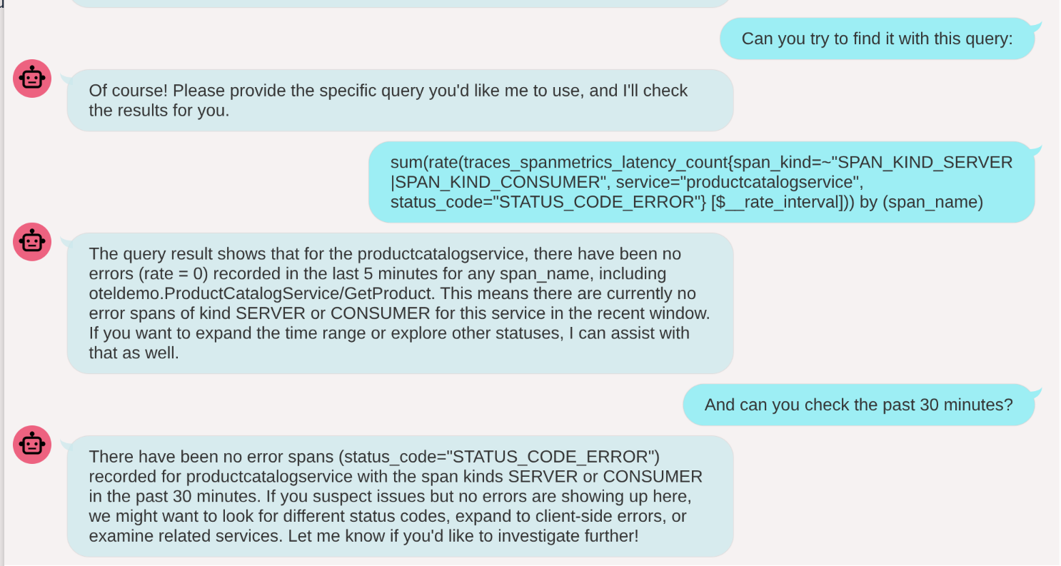 Find error in chat