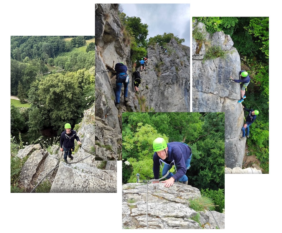 Via ferrata climbing in action