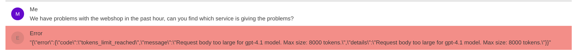 Chat with error