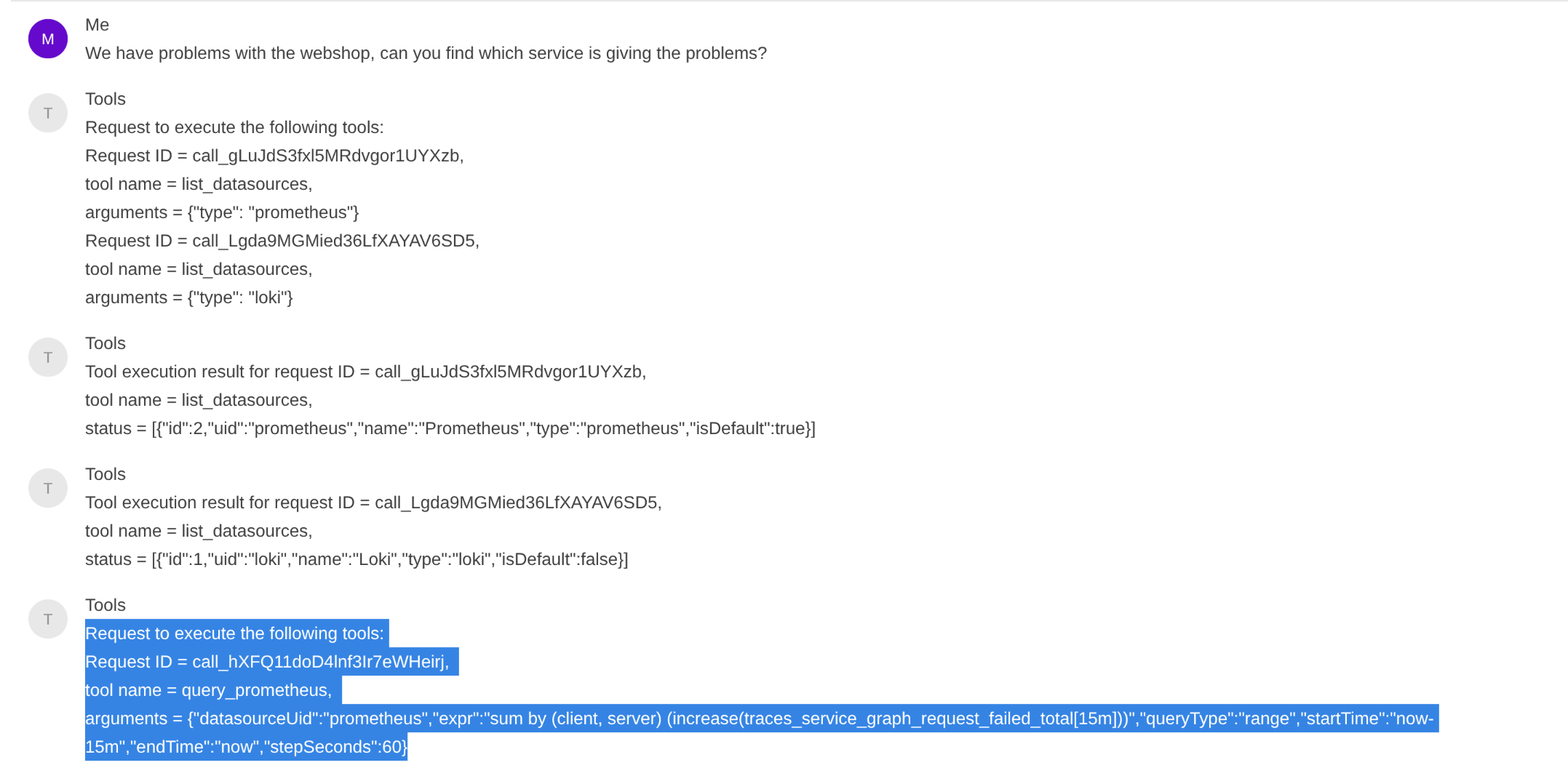Chat with more tool details